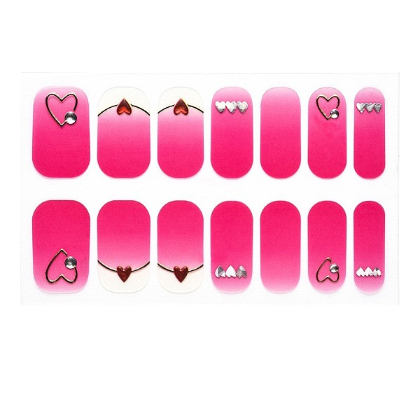 

PandaHall Full Cover Nombre Nail Stickers, Self-Adhesive, for Nail Tips Decorations, Deep Pink, 24x8mm, 14pcs/sheet Paper Heart