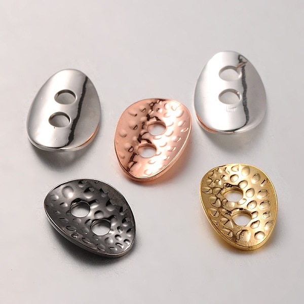 

PandaHall Brass Buttons, 2-Hole, Hammered Oval, Mixed Color, 14x10x1mm, Hole: 2mm Brass Oval