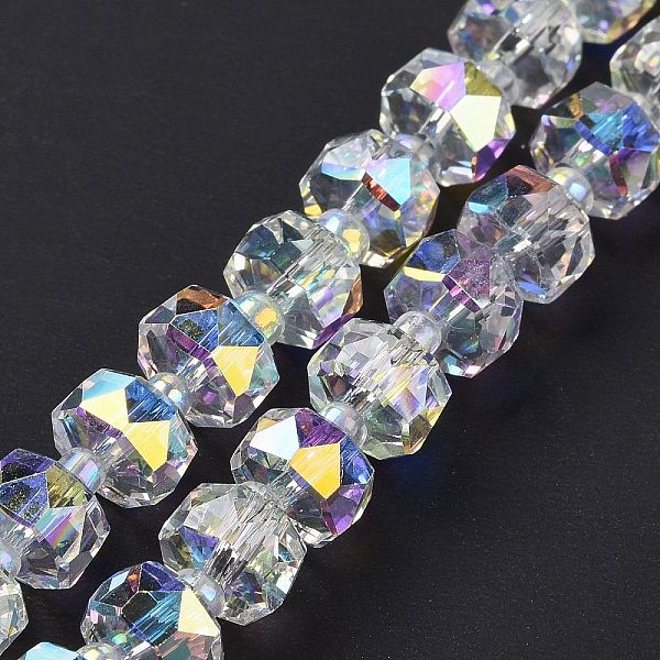 Electroplate Transparent Glass Beads Strands