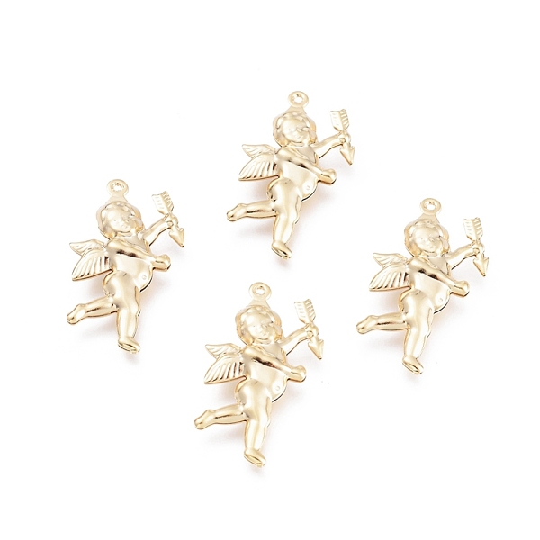 

PandaHall 304 Stainless Steel Pendants, Hollow Cupid/Cherub, Golden, 29x16.5x5mm, Hole: 1mm 304 Stainless Steel Angel & Fairy