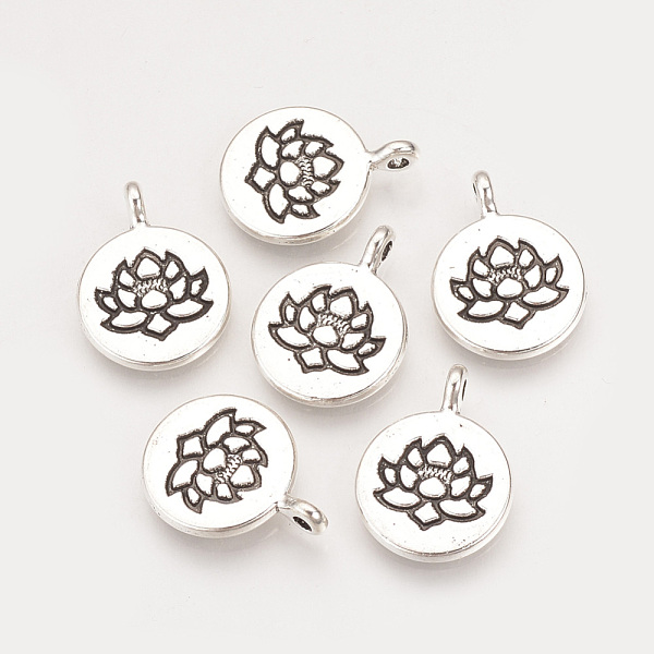 

PandaHall Tibetan Style Alloy Pendants, Flat Round with Lotus, Cadmium Free & Lead Free, Antique Silver, 20x15x2mm, Hole: 2mm Alloy Flat...