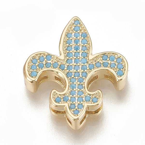 

PandaHall Brass Micro Pave Cubic Zirconia Pendants, Multi-strand Links, Fleur De Lis, Light Sky Blue, Golden, 19x16x3.5mm, Hole: 1mm...
