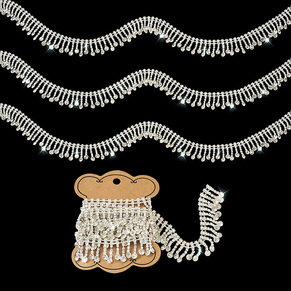 

PandaHall Iron Strass Chains, Brass with Glass Tassel Cup Chain, for Costume Making, Unwelded, with Card Paper, Clear, 22x4mm, about 1...