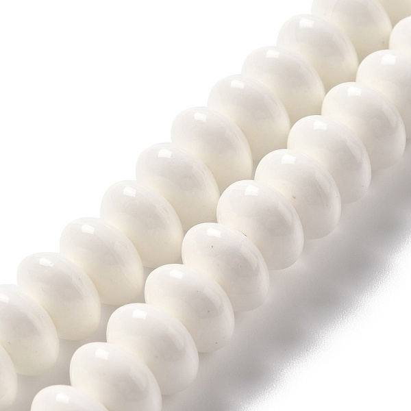 

PandaHall Handmade Pearlized Porcelain Beads, Flat Round, White, 12x7mm, Hole: 1.6mm, about 45pcs/strand, 12.40''(31.5cm) Porcelain Round...