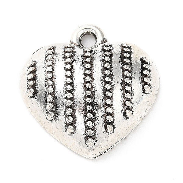 PandaHall Tibetan Style Alloy Pendants, Heart, Antique Silver, 16x16x5.5mm, Hole: 1.6mm, about 396pcs/500g Alloy Heart