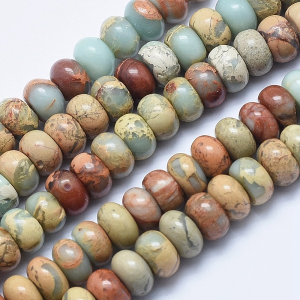 

PandaHall Natural Aqua Terra Jasper Beads Strands, Rondelle, 8~8.5x5~6mm, Hole: 1mm, about 85pcs/strand, 15.7 inch(40cm). Aqua Terra Jasper...
