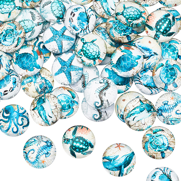 

PandaHall Glass Cabochons, Half Round/Dome, Tortoise, 25x5.5mm, 16pcs/bag, 4 bags Glass Tortoise Multicolor