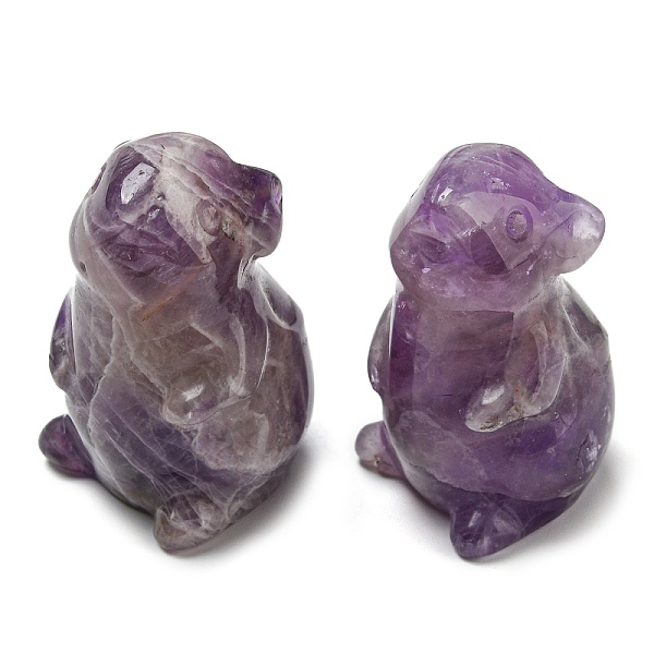 

PandaHall Natural Amethyst Carved Healing Mouse Figurines, Reiki Energy Stone Display Decorations, 38~39x23~24x24~26mm Amethyst Mouse