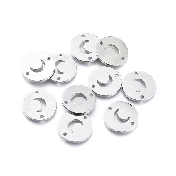 

PandaHall 304 Stainless Steel Links connectors, Laser Cut, Flat Round with Moon, Stainless Steel Color, 11.5x1mm, Hole: 1.2mm 304 Stainless...