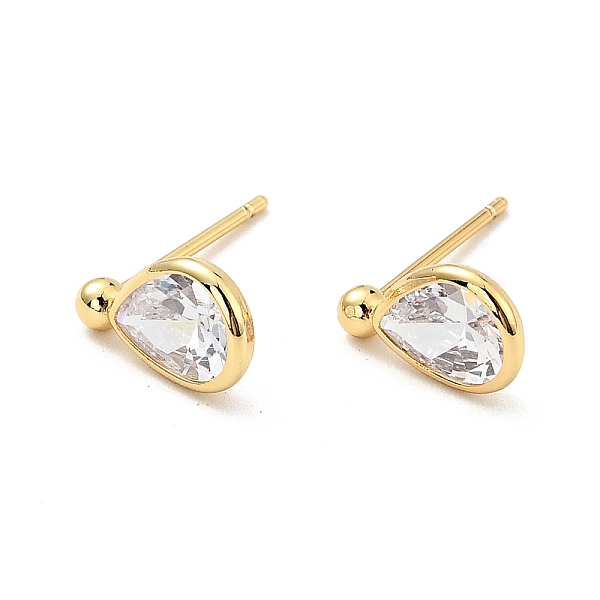 

PandaHall Clear Cubic Zirconia Teardrop Stud Earrings, Brass Jewelry for Women, Cadmium Free & Nickel Free & Lead Free, Real 18K Gold Plated...