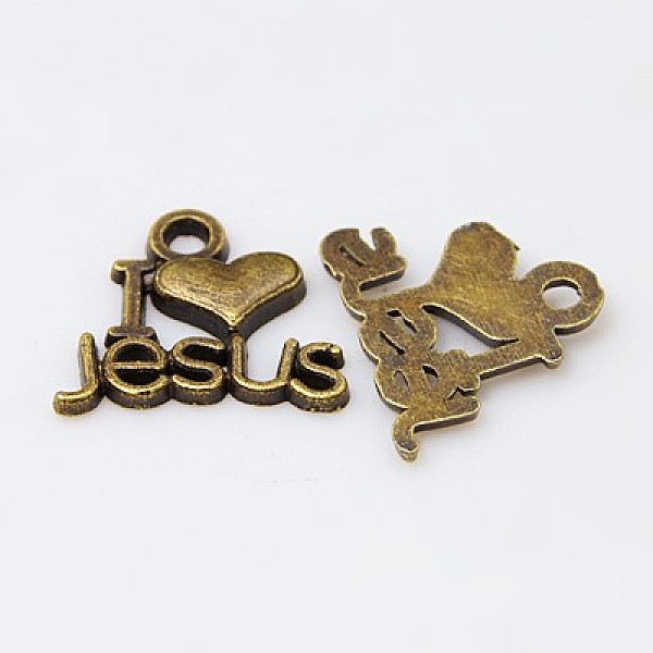 

PandaHall Tibetan Style Alloy Pendants, For Easter, Holy Charms(I Love Jesus), Cadmium Free & Nickel Free & Lead Free, Heart, Antique Bronze...