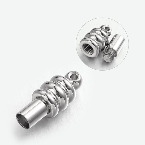 

PandaHall 304 Stainless Steel Screw Clasps, Column, Stainless Steel Color, 16x6.5mm, Hole: 1.5mm 304 Stainless Steel