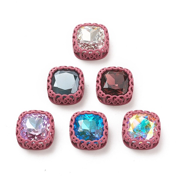 

PandaHall Sew on Rhinestone, Glass Rhinestone, with Brass Findings, Garments Accessories, Square, Mixed Color, Pale Violet Red, 21.5x21x10mm..., Multicolor