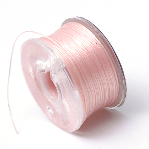 

PandaHall Special Coated Polyester Beading Threads for Seed Beads, Pink, 0.1mm, about 50yards/roll Polyester Pink