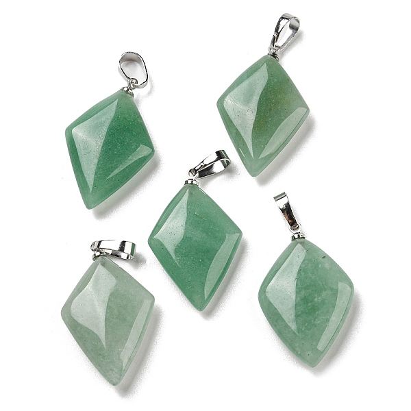 

PandaHall Natural Green Aventurine Pendants, with Platinum Tone Brass Findings, Rhombus Charm, 28~29x17~18x5.5~6mm, Hole: 4x7mm Green...