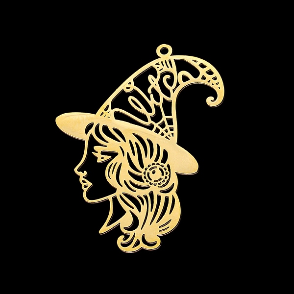 

PandaHall Vacuum Plating 201 Stainless Steel Pendants, Laser Cut, Witch, for Halloween, Golden, 43x30x1mm, Hole: 1.5mm 201 Stainless Steel...