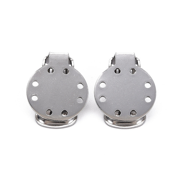 

PandaHall 304 Stainless Steel Clip-on Earring Setting, Flat Round, Stainless Steel Color, 20x15x9mm, Hole: 2.5mm 304 Stainless Steel