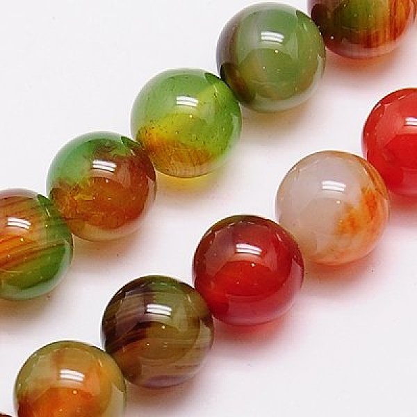 

PandaHall Natural Peacock Agate Beads Strands, Dyed, Round, Mixed Color, 8mm, Hole: 1mm Peacock Agate Round