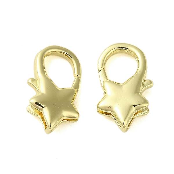 

PandaHall Brass Lobster Claw Clasps, Star, Golden, 18x10.5x4mm, Hole: 1x4.5mm Brass Star