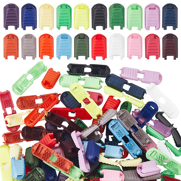 

PandaHall GOMAKERER 108 Pcs Nylon Cord End Clips, 18 Colors Plastic Shoe Lace Locks Cord Rope End Paracord Zipper Pull Ends Clip for..., Multicolor