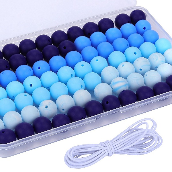 

PandaHall 80Pcs 4 Style Round Silicone Focal Beads, Chewing Beads For Teethers, DIY Nursing Necklaces Making, with 2M Core Spun Elastic Cord..., Multicolor