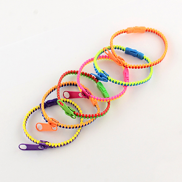 

PandaHall Plastic Zipper Bracelets, Mixed Color, 190x5.5mm Plastic Multicolor