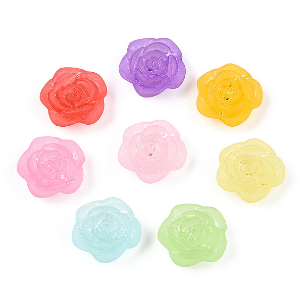 

PandaHall Transparent Acrylic Beads, Frosted, Rose, Mixed Color, 17.5x6mm, Hole: 1.6mm Acrylic Flower Multicolor