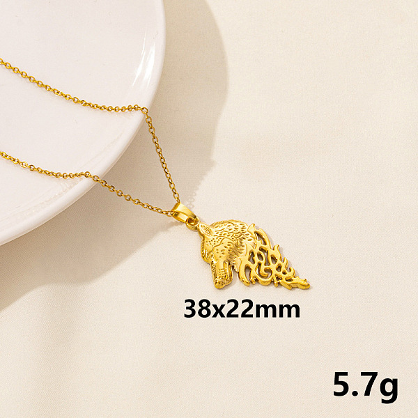 

PandaHall 304 Stainless Steel Wolf Pendant Necklace, Cable Chain Necklaces Stainless Steel Wolf