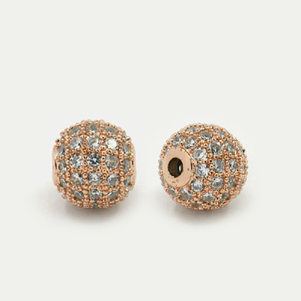 

PandaHall Brass Cubic Zirconia Beads, Round, Rose Gold, 6mm, Hole: 1.5mm Brass+Cubic Zirconia Round