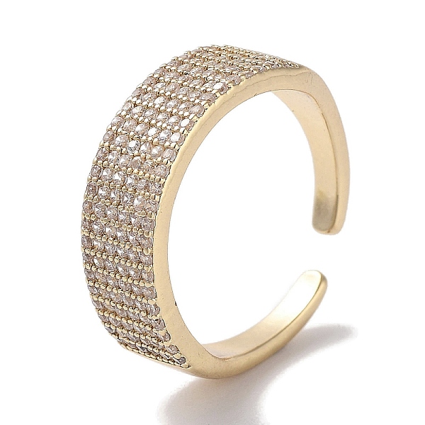 

PandaHall Brass Micro Pave Cubic Zirconia Cuff Rings, Long-Lasting Plated, Golden, US Size 6 3/4(17.1mm) Brass+Cubic Zirconia Clear