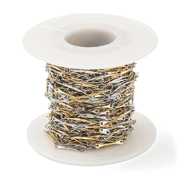 

PandaHall Ion Plating(IP) 304 Stainless Steel Bar Link Chains, Soldered, with Spool, Golden & Stainless Steel Color, 13x2x1.2mm...
