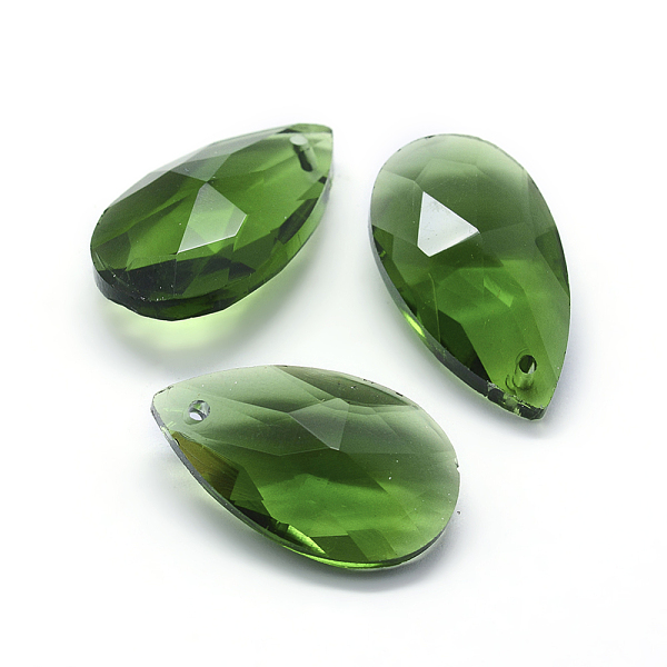 

PandaHall Faceted Glass Pendants, Teardrop, Light Green, 22x13x8.5mm, Hole: 1mm Glass Teardrop Green