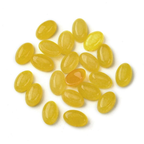 

PandaHall Natural White Jade Cabochons, Oval, Dyed, Gold, 6x4x2~2.5mm White Jade Oval Gold