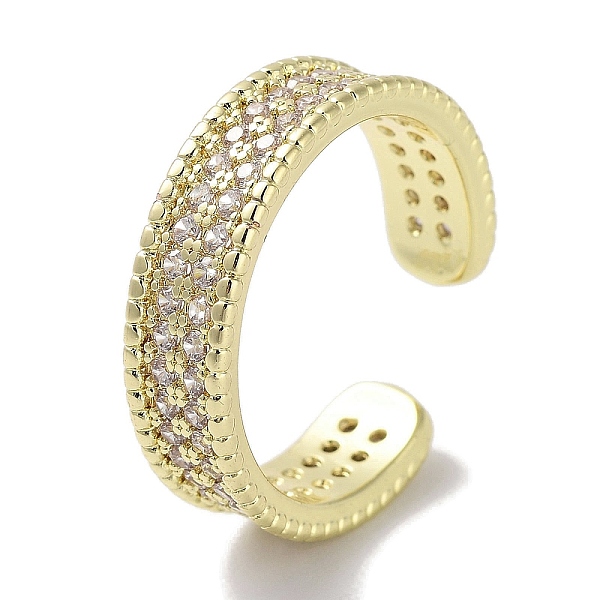

PandaHall Brass Micro Pave Cubic Zirconia Cuff Rings, Long-Lasting Plated, Golden, 6mm, Inner Diameter: 18mm Brass+Cubic Zirconia Clear