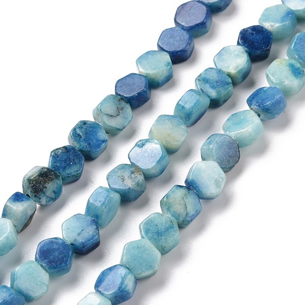 

PandaHall Natural Calcite Beads Strands, Dyed, Hexagon, Light Sky Blue, 6.5x6x3.5mm, Hole: 1mm, about 64pcs/strand, 15.94 inch(40.5cm)...