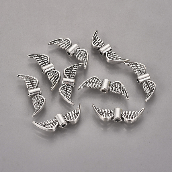 

PandaHall Tibetan Style Alloy Beads, Cadmium Free & Nickel Free & Lead Free, Angel Wing, Antique Silver, 7.5x21.5x3mm, Hole: 1mm Alloy Wing