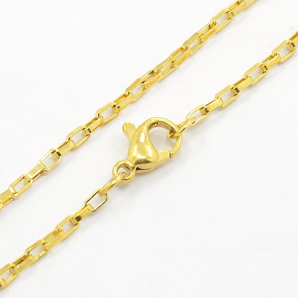 

PandaHall Unisex 304 Stainless Steel Box Chain Necklaces, with Lobster Claw Clasps, Golden, 17.7 inch(45cm) 304 Stainless Steel