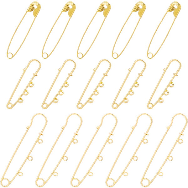24Pcs 3 Style Iron Safety Pin Brooch Findings