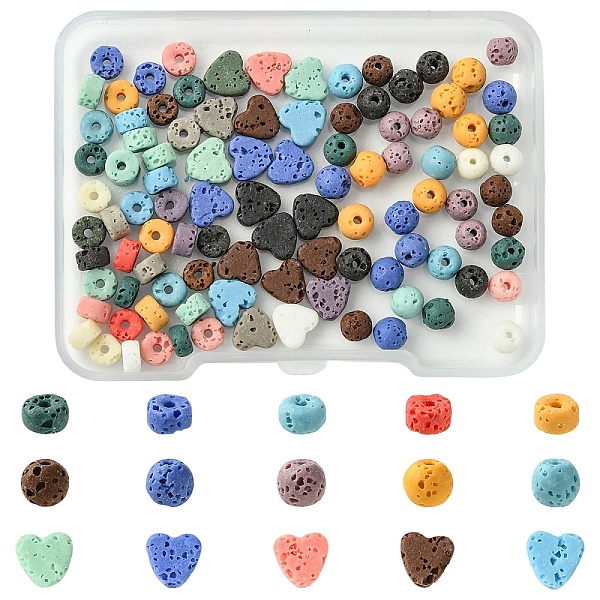 100 pièce de perles de lave synthétiques