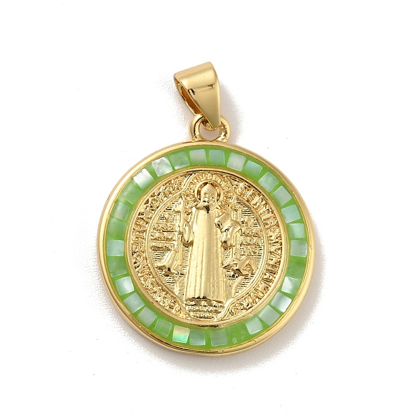 

PandaHall Brass Charms, with Shell, Cadmium Free & Lead Free, Long-Lasting Plated, Flat Round with Virgin Mary, Real 18K Gold Plated, Lime...