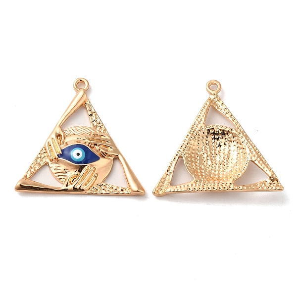 

PandaHall Alloy Enamel Pendants, Cadmium Free & Nickel Free & Lead Free, Triangle with Evil Eye Charm, Midnight Blue, 29.5x31x4mm, Hole...