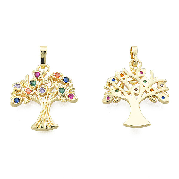 

PandaHall Brass Micro Pave Colorful Cubic Zirconia Pendants, with Brass Snap on Bails, Nickel Free, Tree, Real 18K Gold Plated, 23x21x3mm...