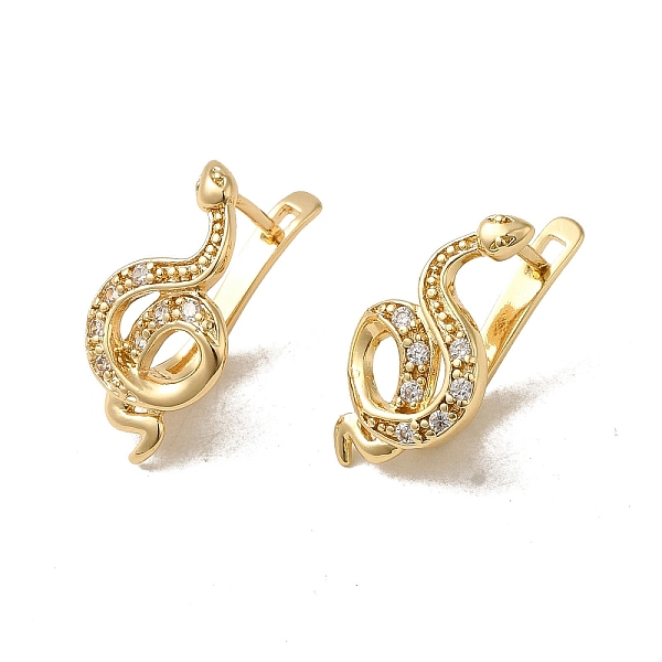 

PandaHall Brass Micro Pave Cubic Zirconia Hoop Earring, Light Gold, 22.5x11mm Brass Snake Clear