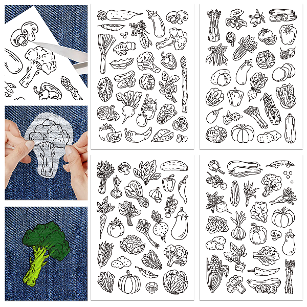 

PandaHall GLOBLELAND 4Sheets Stick and Stitch Water Soluble Stabilizer for Embroidery with Pre-Printed Vegetables Pattern Adhesive Hand...
