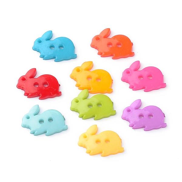 

PandaHall 2-Hole Opaque Solid Color Bunny Acrylic Buttons, Rabbit, Mixed Color, 17.5x13.5x2mm, Hole: 2mm Acrylic Rabbit Multicolor
