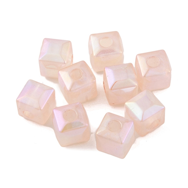 

PandaHall UV Plating Rainbow Iridescent Acrylic Beads, Faceted Cube, Pink, 11.5x12.5x12.5mm, Hole: 4.3mm Acrylic Cube Pink