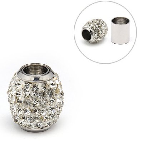

PandaHall 304 Stainless Steel Magnetic Clasps with Glue-in Ends, with Polymer Clay Rhinestone Beads, Oval, Stainless Steel Color, 14x16mm..., Clear
