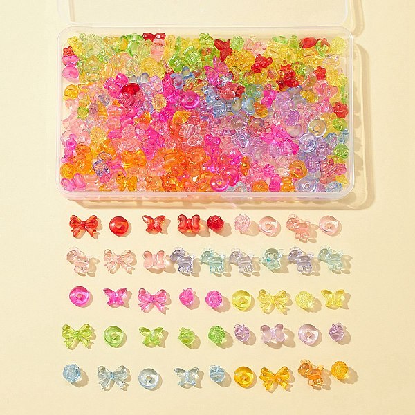 

PandaHall 150G 10 Style Transparent Acrylic Beads, Butterfly & Horse & Elephant & Bear, Mixed Color, 8~17x8.5~17x3.5~10mm, Hole: 1.8~3.5mm..., Multicolor