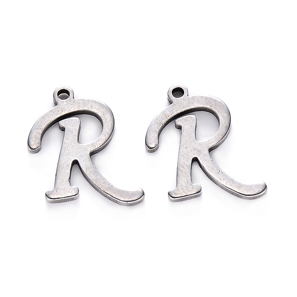 

PandaHall 201 Stainless Steel Charms, Laser Cut, Stainless Steel Color, Letter.R, 13x12.5x1mm, Hole: 1mm 201 Stainless Steel Letter R