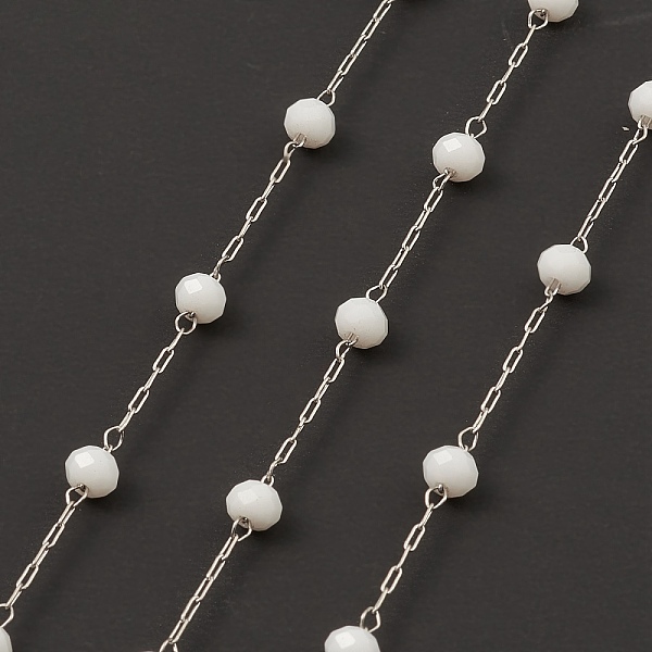 

PandaHall Glass Round Beaded Chains, with 304 Stainless Steel Findings, Unwelded, with Spool, White, 3x3.5mm, about 16.40 Feet(5m)/Roll 304...